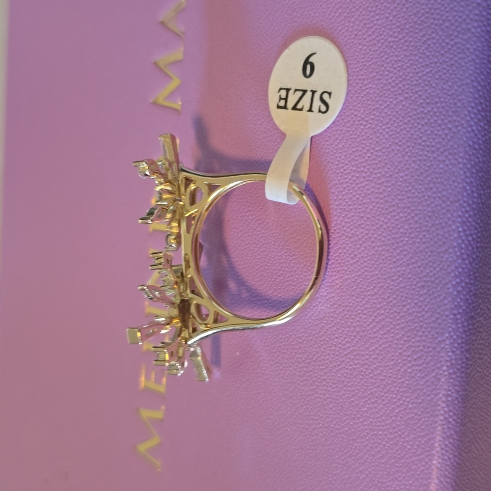 Melinda Bar Ring - Shooting Star Snowflake Diamondettes Gold Sz 9 New ✨️ FIRM - Picture 5 of 5